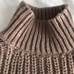 Beige Funnel-Neck Knit